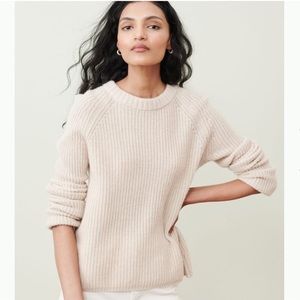 Jenni Kayne Cashmere Fisherman Sweater in Oatmeal Size XS